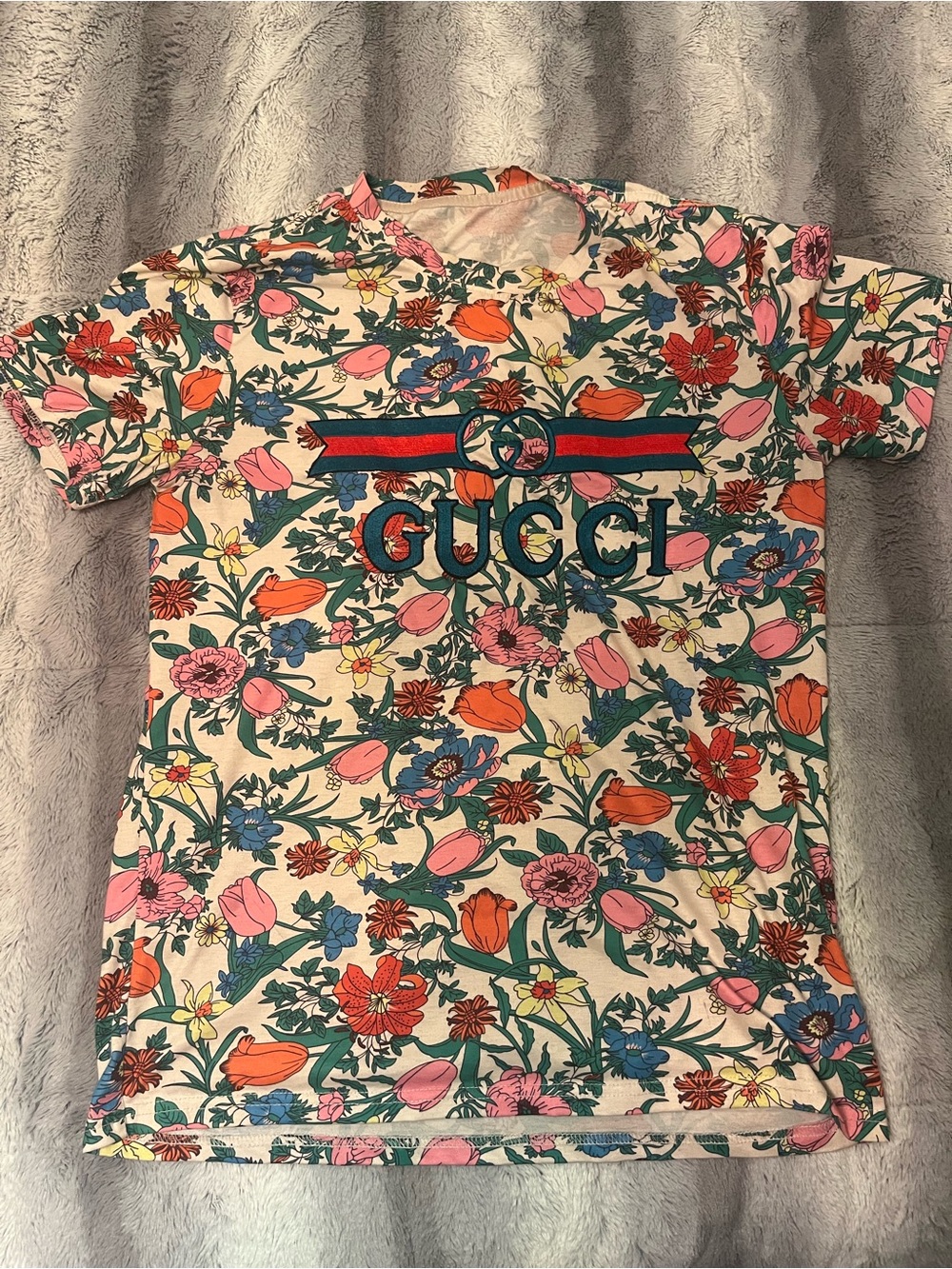 Gucci Multicolor Floral Logo Short Sleeve Tee